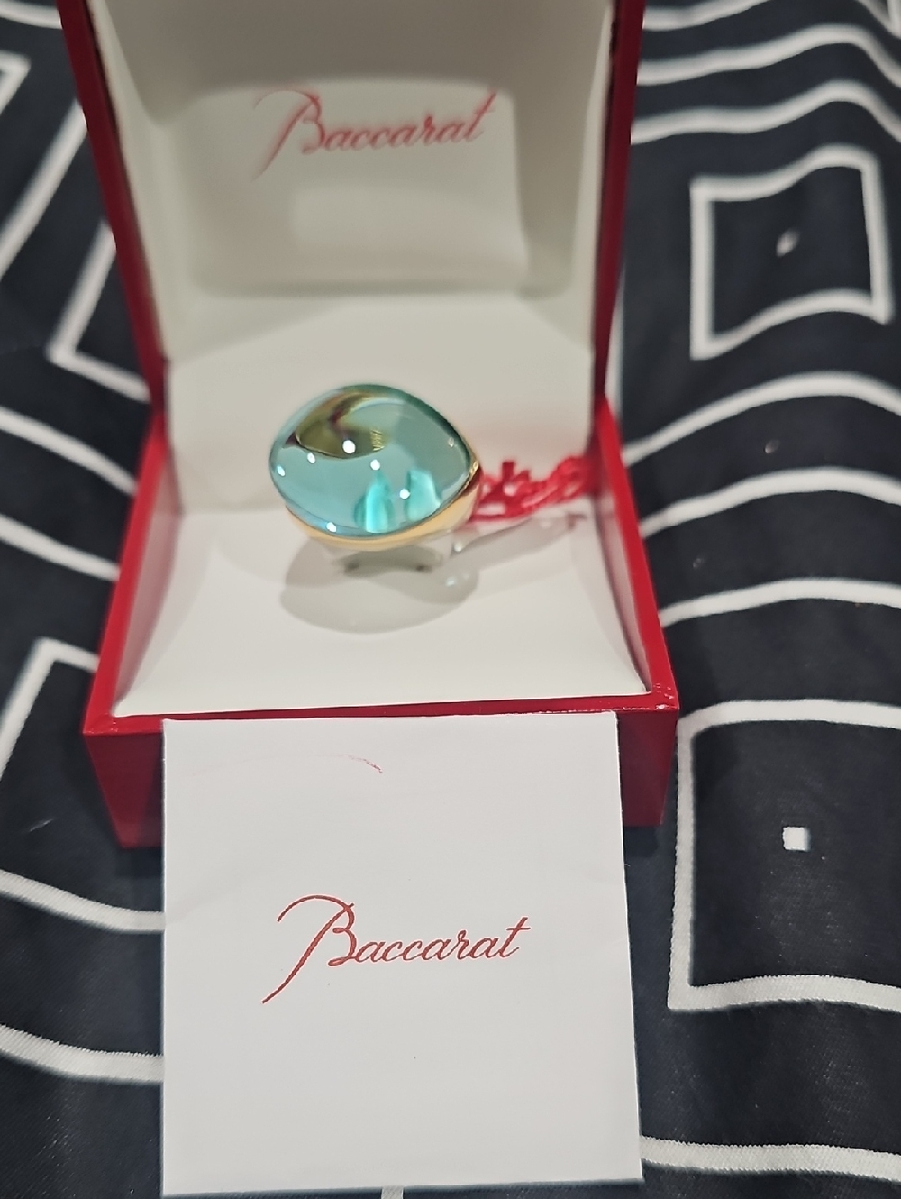 Baccarat Gold Ring with Teal-Blue Cabochon - Picture 3 of 8